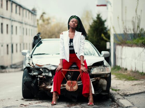 girl sitting on car accident lawyer